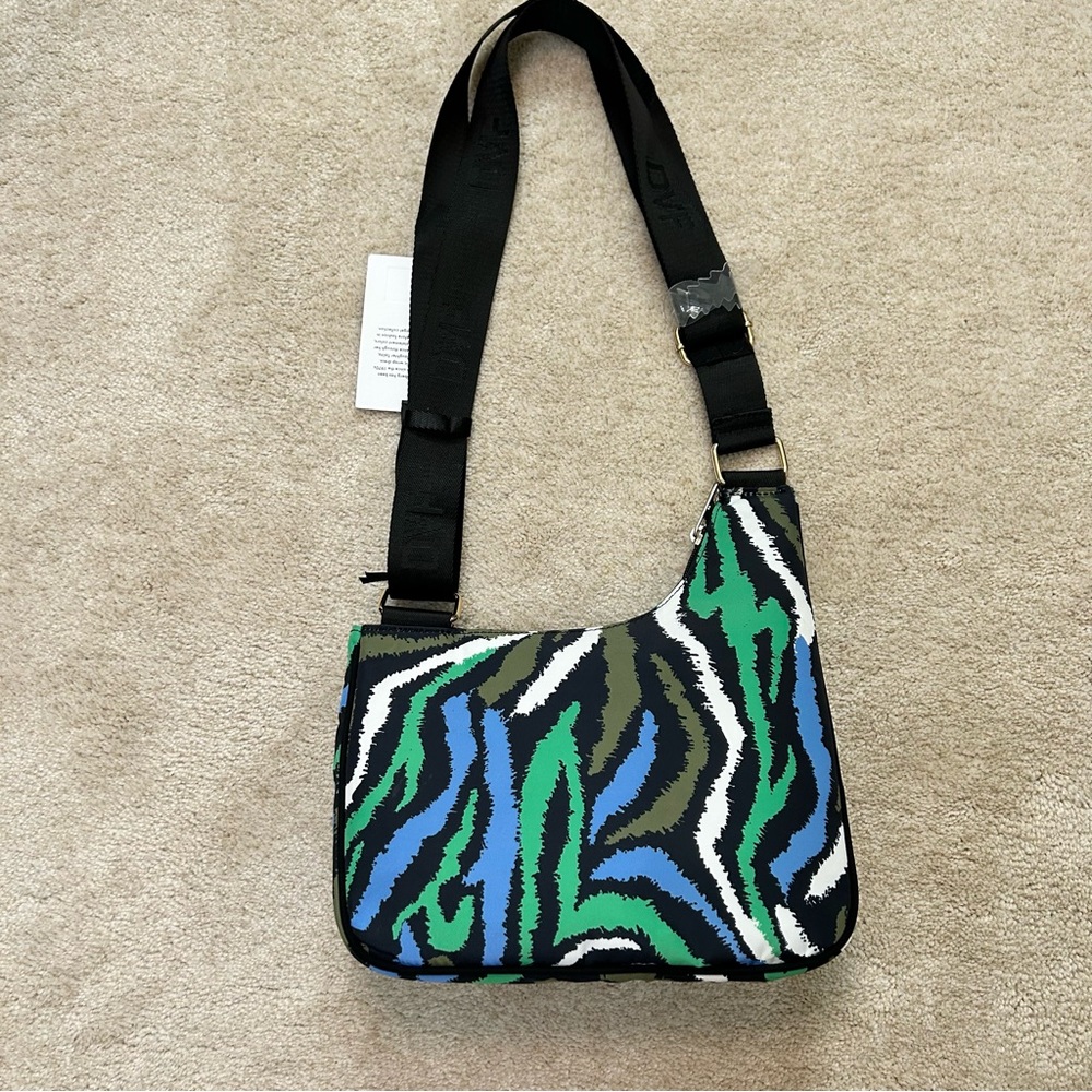 Diane Von Furstenberg Green Blue Black Patterned Crossbody Bag - Picture 3 of 15